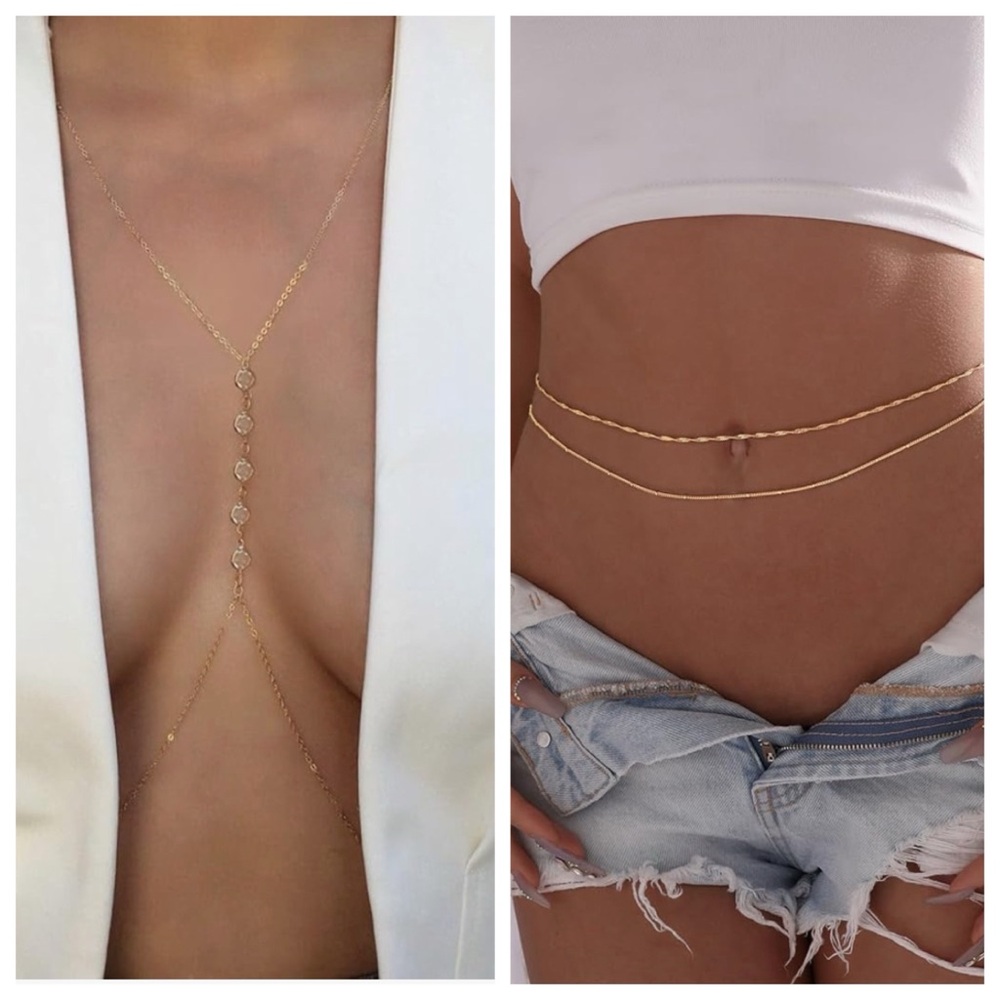 Bundle - Body chain and belly chain set bundle of two, brand new